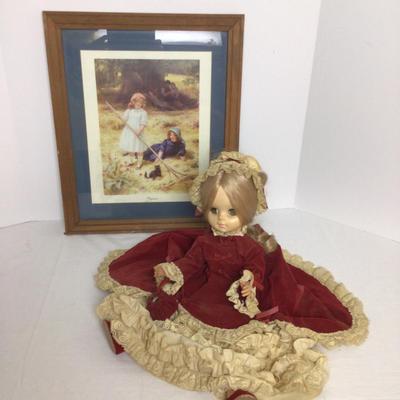 753 Vintage Victorian Doll & Framed Print
