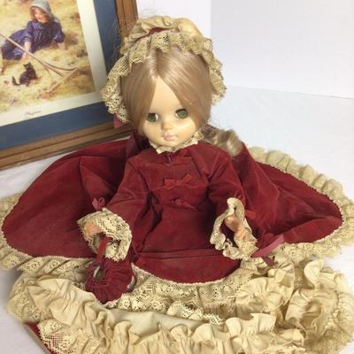 753 Vintage Victorian Doll & Framed Print