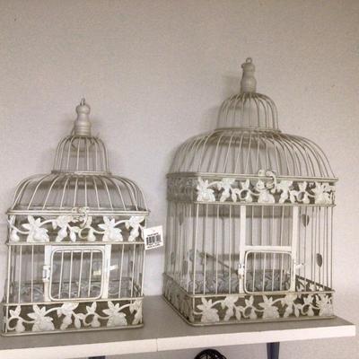 678 French White Metal Birdcages