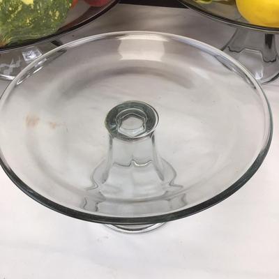 671 Glass Caker Servers with Faux Fruit