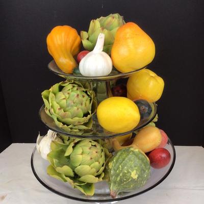 671 Glass Caker Servers with Faux Fruit