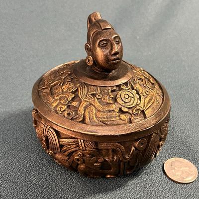 PRE-COLOMBIAN -LOOK COVERED DISH 4” TALL