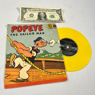 VINTAGE POPEYE 45 RECORD IN COLORFUL SLEEVE