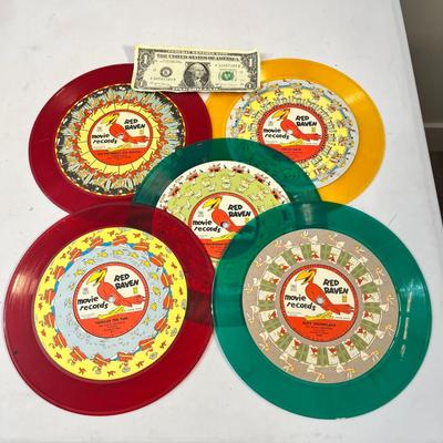 SET OF 5 RETRO RED RAVEN RECORDS 78 rpm