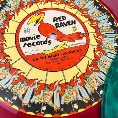 SET OF 5 RETRO RED RAVEN RECORDS 78 rpm