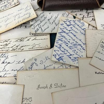1946 H.S. GRADUATION MEMORY CARDS IN LEATHER SATCHEL