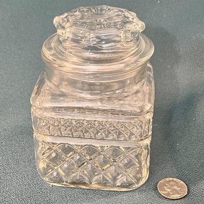 FANCY GLASS CANDY JAR WITH LID