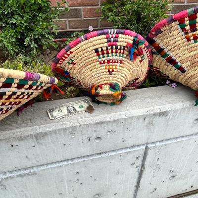 SET OF 4 COLORFUL BASKETS FROM AFRICA? SOUTH AMERICA?