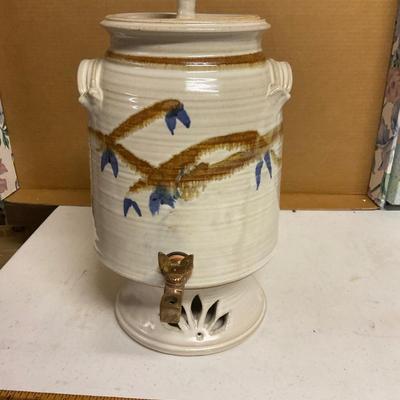 Vintage Water Cooler With Handles And Stand Signed