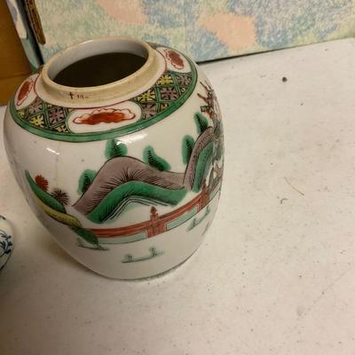 Chinese Family Verte Ginger jar And Small Vase