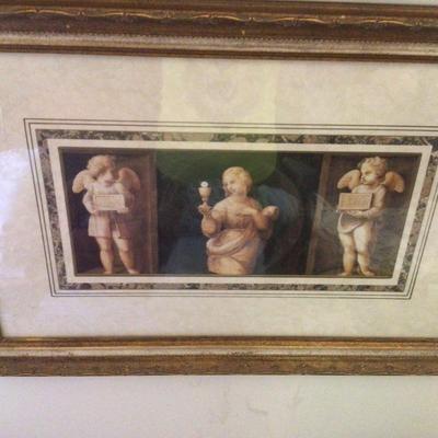 160 Cherub Framed Art Lot of 2
