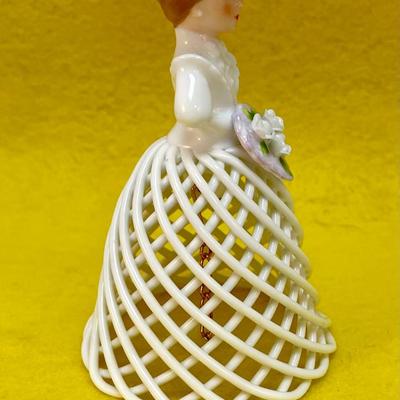 Enesco ceramic figural bell bride with woven skirt