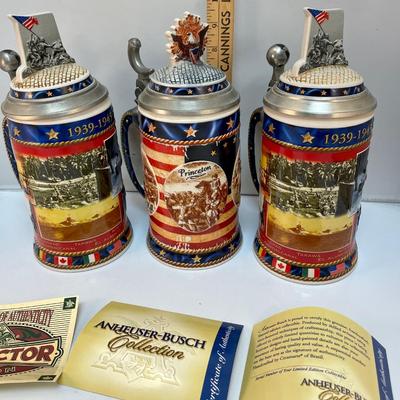 Lot of Anheuser-Busch Historical Wars WWII American Revolution Series American Revolution Beer Steins