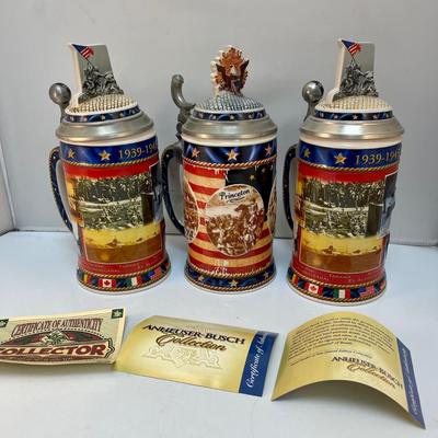 Lot of Anheuser-Busch Historical Wars WWII American Revolution Series American Revolution Beer Steins