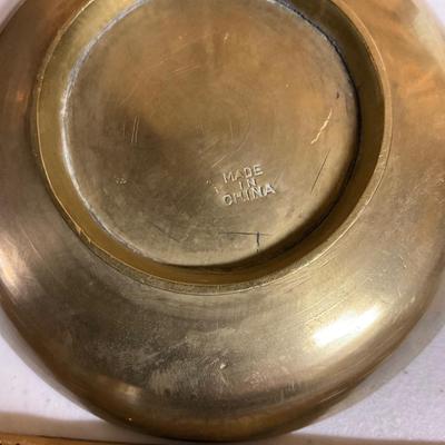 Etched Brass Bowl And Dishes