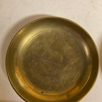 Etched Brass Bowl And Dishes