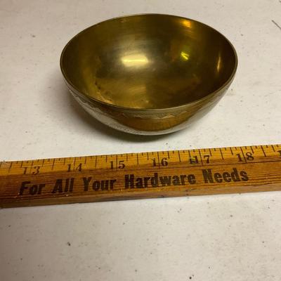 Etched Brass Bowl And Dishes