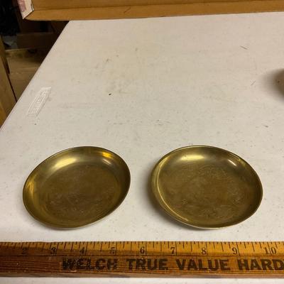Etched Brass Bowl And Dishes