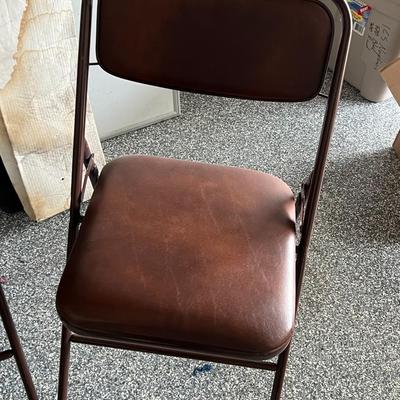 Vintage Samsonite Brown Vinyl Padding Folding Chairs