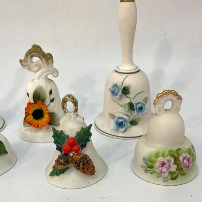 Lot of Ceramic Cottage Core Floral Flower Garden Trinket Bells