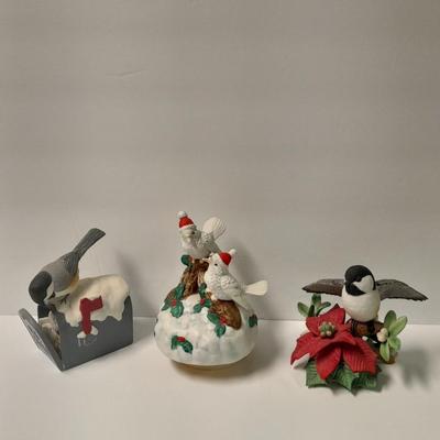 Princeton Gallery Fine porcelain Bird Any Mail? Lenox 1997 Christmas Chickadee and Musical Christmas Doves