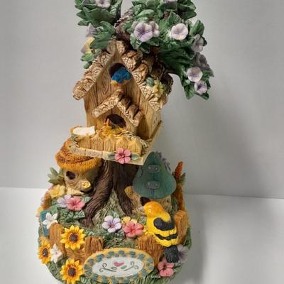 Music boxes and Bird houses Clock bird house, porcelain Garden birds