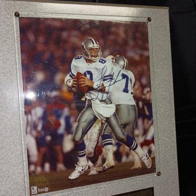 SIGNED TROY AIKMAN FOOTBALL PLAQUE OF THE DALLAS COWBOYS