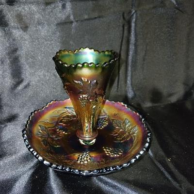 TWO FENTON CARNIVAL GLASS EPERGNES
