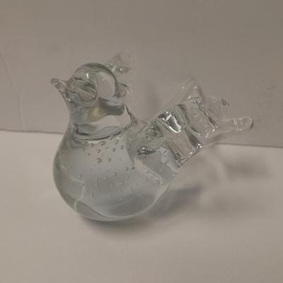 Two Glass Paperweights, Studio glass & Enesco bird