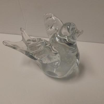 Two Glass Paperweights, Studio glass & Enesco bird