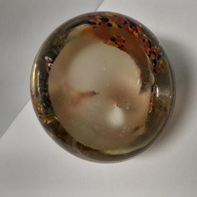 Two Glass Paperweights, Studio glass & Enesco bird