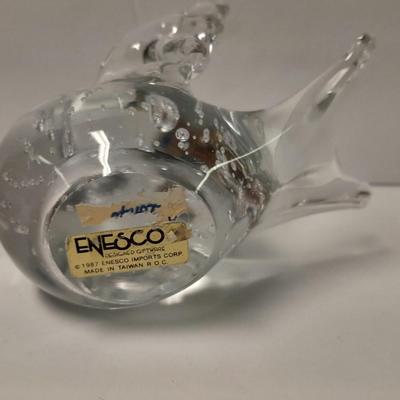 Two Glass Paperweights, Studio glass & Enesco bird