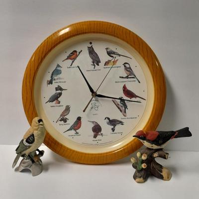National Audubon Society bird Melody clock and Porcelain bird figures