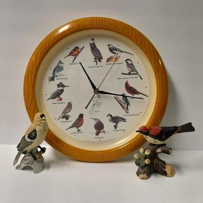 National Audubon Society bird Melody clock and Porcelain bird figures