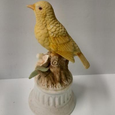 Two porcelain bird music boxes