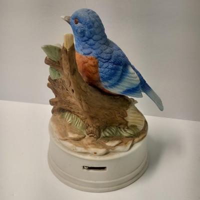 Two porcelain bird music boxes