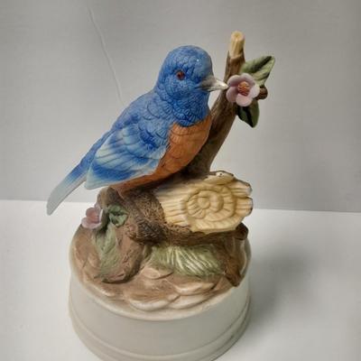 Two porcelain bird music boxes