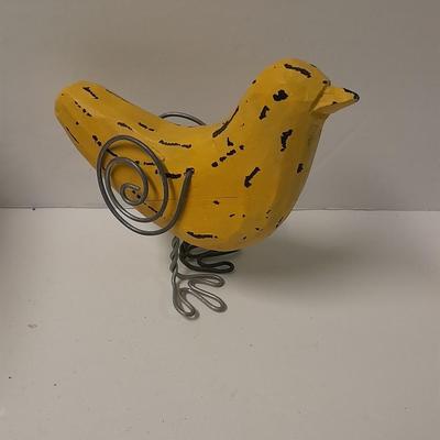 RUSS Berrie and Co. Hand painted Bird feeder - metal thermometer and wooden bird