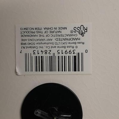 RUSS Berrie and Co. Hand painted Bird feeder - metal thermometer and wooden bird