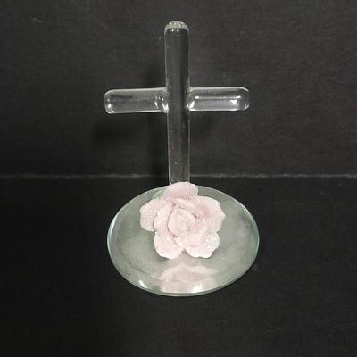 Blown glass art Cross, and Hummingbird with a Waltham Wall clock and ring box