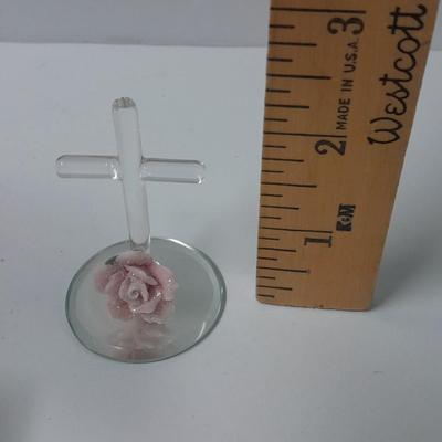 Blown glass art Cross, and Hummingbird with a Waltham Wall clock and ring box