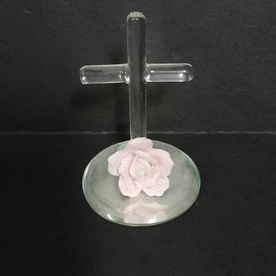 Blown glass art Cross, and Hummingbird with a Waltham Wall clock and ring box