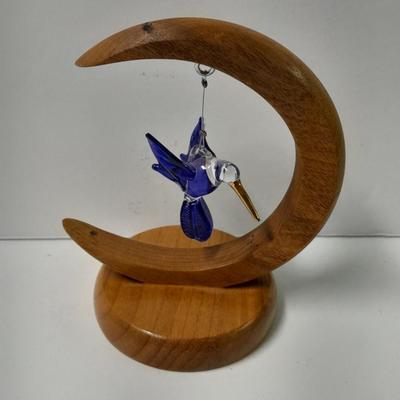 Blown glass art Cross, and Hummingbird with a Waltham Wall clock and ring box