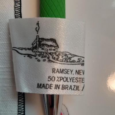 Corelle Vitrelle Dish set for six with Andre Richard Co linen napkins.