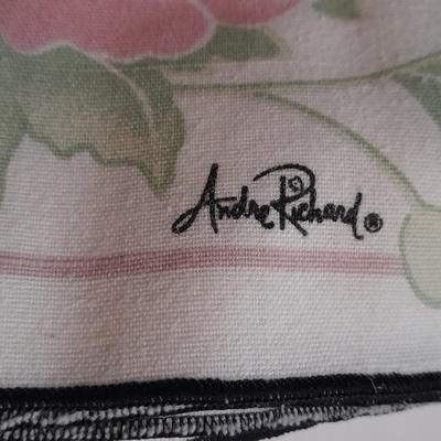 Corelle Vitrelle Dish set for six with Andre Richard Co linen napkins.