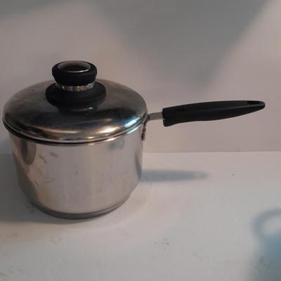 Three stainless steel Kitchen Pots with lids