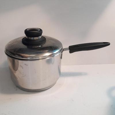 Three stainless steel Kitchen Pots with lids