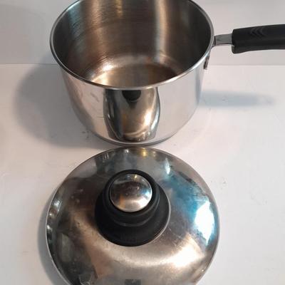 Three stainless steel Kitchen Pots with lids