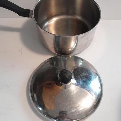 Three stainless steel Kitchen Pots with lids