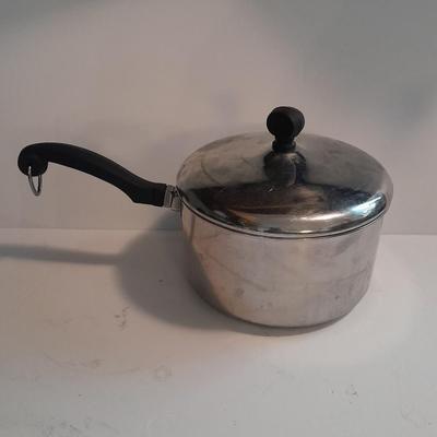 Three stainless steel Kitchen Pots with lids